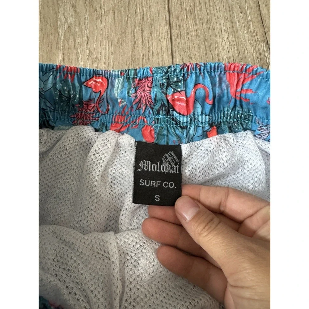 Molokai Surf‎ Co Tropical Flamingo Swim/board Trunks Men's Size Small